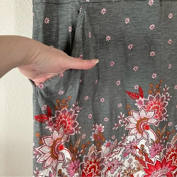 J JILL Cotton Shift Dress XL Daisy Floral Pockets Casual Travel Resort Vacation - Picture 4 of 10